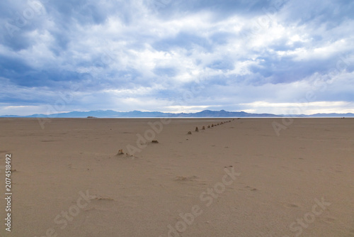 Storm clouds over The Great Salt Lake at Antelope Island State Park, Utah, USA