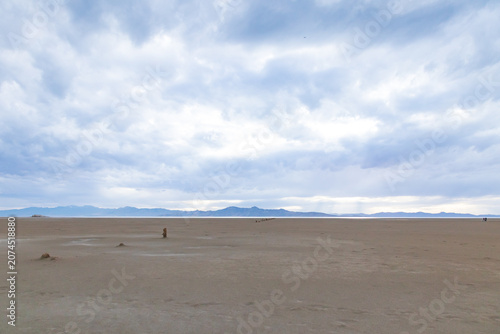 Storm clouds over The Great Salt Lake at Antelope Island State Park, Utah, USA