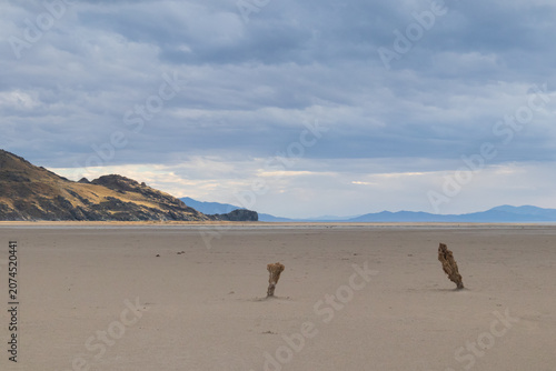 Storm clouds over The Great Salt Lake at Antelope Island State Park, Utah, USA