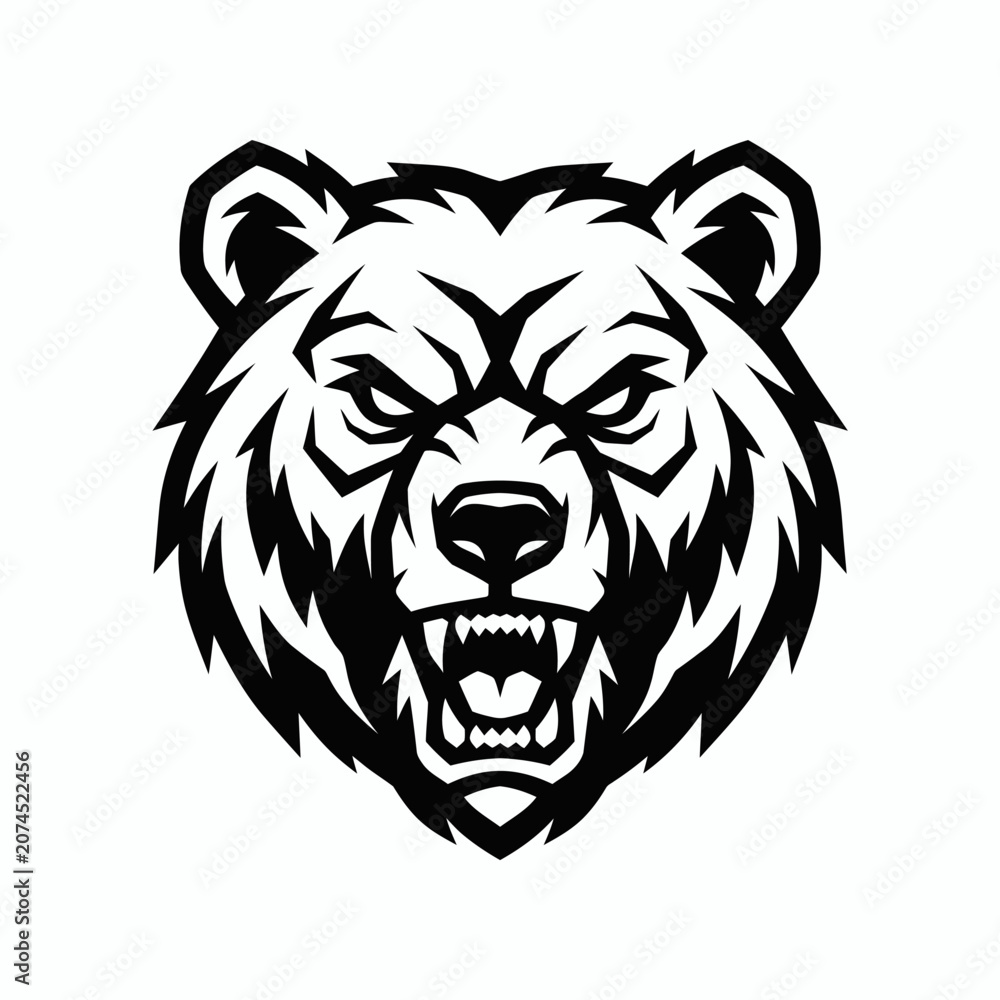 Fototapeta premium Fierce grizzly bear head mascot logo with angry expression