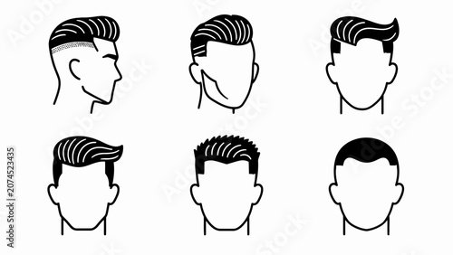 Фотография Modern Men's Hairstyles Collection - Vector Icons