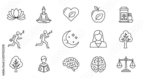 Wellness and Health Icons Set.