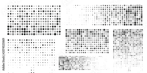 Tableau sur toile Cube pixel pattern transitions with monochrome square elements dissolving from black blocks into white fragments