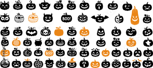Halloween pumpkin icons and symbols for celebration Halloween