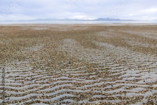 Storm clouds over The Great Salt Lake at Antelope Island State Park, Utah, USA