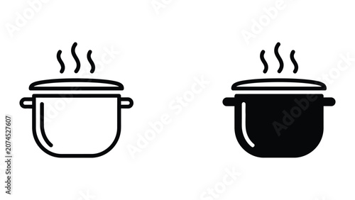 Photos Steaming hot cooking pot vector icon set for food and recipes