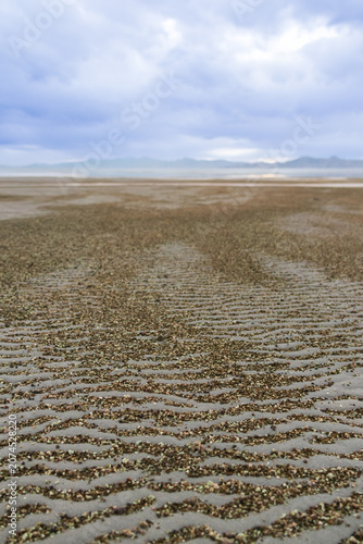 Storm clouds over The Great Salt Lake at Antelope Island State Park, Utah, USA