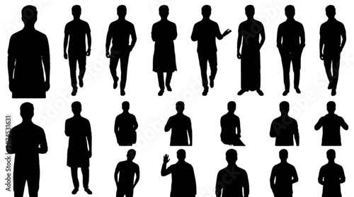 Photos Silhouettes of diverse people walking together isolated on transparent backgroun