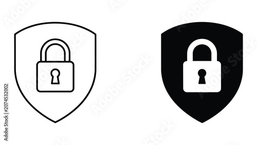 Shield and padlock security icon vector