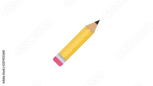 Yellow Pencil with Pink Eraser on White Background