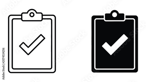 Completed task clipboard with checkmark vector illustration