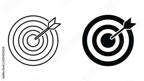 Performance metric target with arrow hitting goal vector