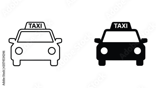 Front view taxi car vehicle vector illustration