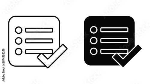 Completed survey form with checkmark vector graphic
