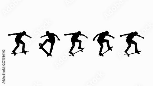 Fotografía Skateboarder Silhouette Sequence: Dynamic Jump and Trick Motion