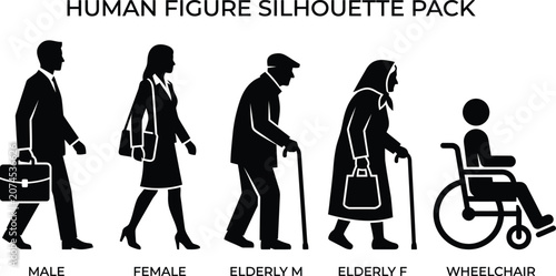 Tableau sur toile This 1 modern human figure silhouette pack has 5 diverse people icons for inclusive design projects without facing any bad or wrong mistakes