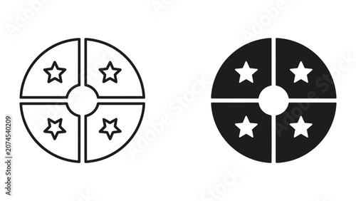 Professional Minimal Vector Icon Four quadrant star rating vector icon set Editable Stroke, Outline and Solid Style, Black Monochrome, Isolated on White Background