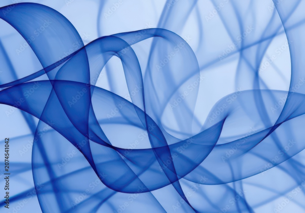 Naklejka premium Abstract blue flowing waves with geometric lines on a soft light background