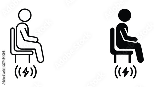 Professional Minimal Vector Icon Person sitting in chair vector line and solid icon set Editable Stroke, Outline and Solid Style, Black Monochrome, Isolated on White Background