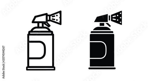 Spray can icon set, aerosol spray bottle, vector illustration, isolated on white background