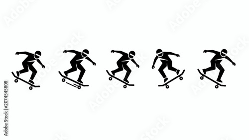Tableau sur toile Skateboarder Silhouette Sequence: Action Sports Motion Graphic