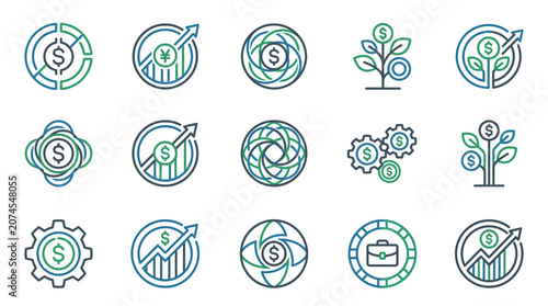 Premium Wealth Advisory Logo Design with Sophisticated Currency Symbol and Dynamic Growth Inspired Circular Elements for Financial Services Branding in Editable Studio Quality Format