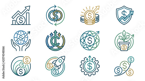 Elegant Wealth Advisory Logo Design with Currency Symbol and Growth Focused Circular Geometry for Financial Services Branding