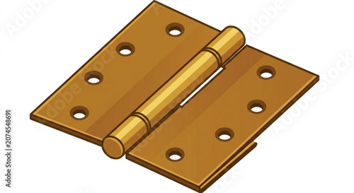 Fotografía Golden brass door hinge vector illustration