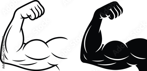 Konstfotografi Flexing muscular arm showing strength with flexed bicep