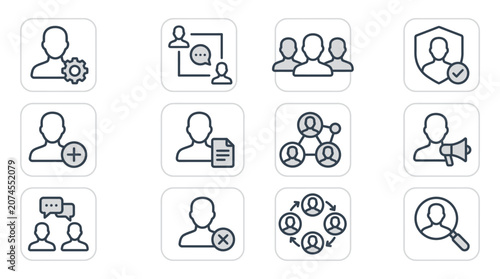Premium Editable Stroke Human Icon Collection with Diverse Profiles Networking Members Communication Participants and Customizable User Avatars for Digital Interfaces and Graphic Design Proj
