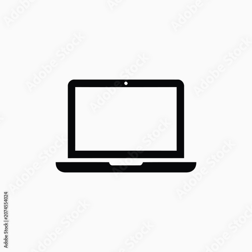 Laptop computer icon flat vector symbol on a white background