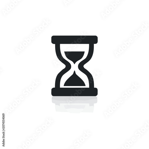Hourglass Silhouette Icon On White Background Minimalist Time Measurement Symbol