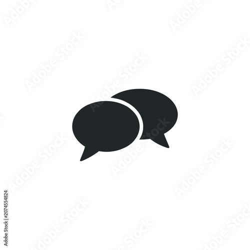 Two Speech Bubble Icons Black Silhouette On White Background