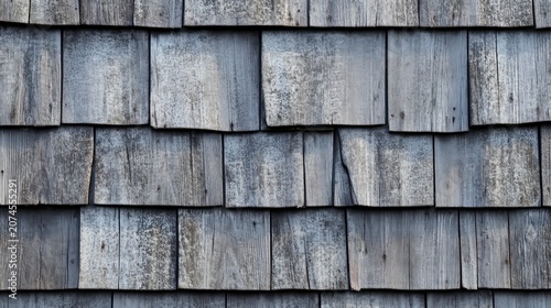 Gray wooden roof tile texture close up showing aged shingles with weathered details and rustic appearance suitable for architectural backgrounds