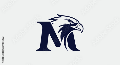 Blue eagle head mascot logo integrated with letter M.