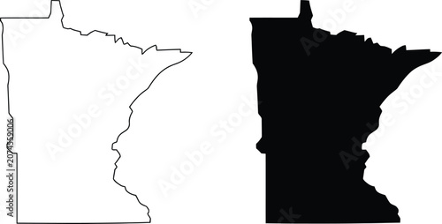 Tableau sur toile Minnesota state outline and filled map silhouette designs