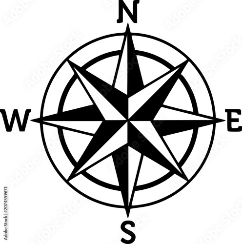 Konstfotografi Classic nautical compass rose vector, marine navigation windrose icon