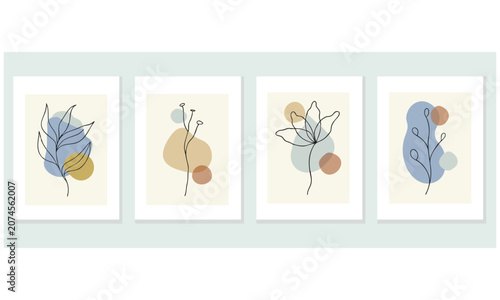 Modern Abstract Botanical Line Art Poster Set.