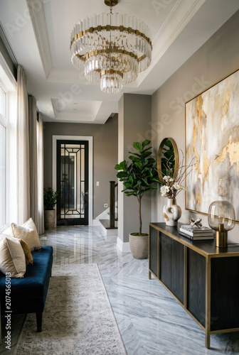Interior design of a residential building entrance hall