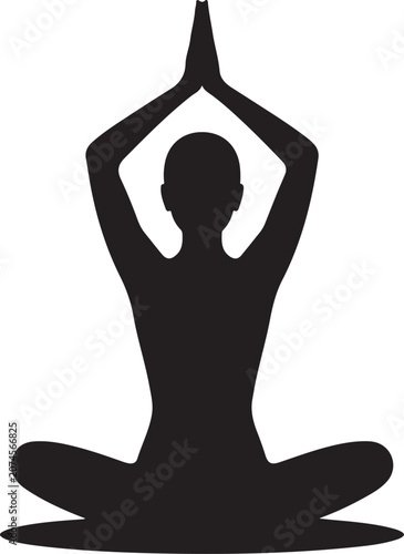 Person meditating in yoga lotus pose silhouette