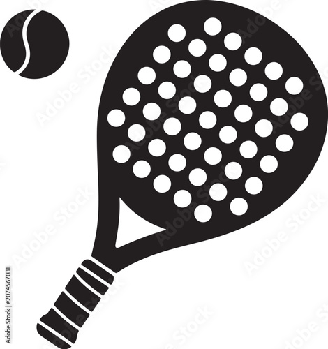 Paddle and tennis ball icon for sports design
