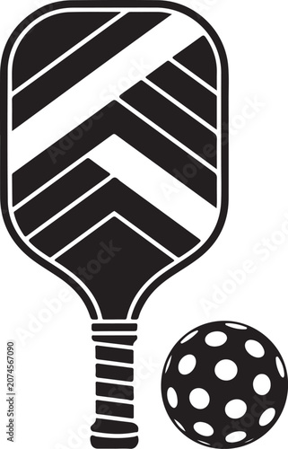 Paddle and pickleball on transparent background