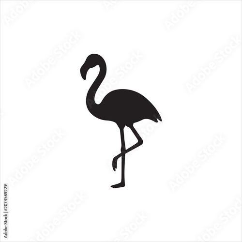  Flamingo silhouette vector icon isolated on white background with flamingo