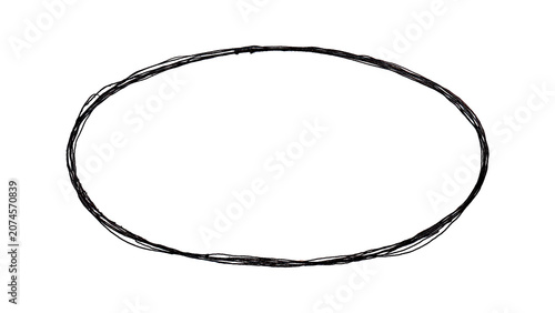 Black Hand-Drawn Scribble Oval Highlight isolated on Transparent Background
