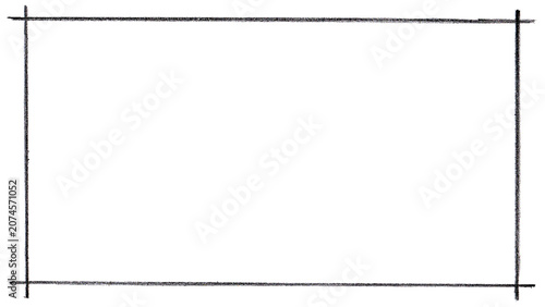 Minimalist Hand-Drawn Black Rectangular Frame Isolated on White Background
