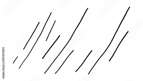 Hand-Drawn Black Diagonal Lines for Design Overlays on Transparent Background
