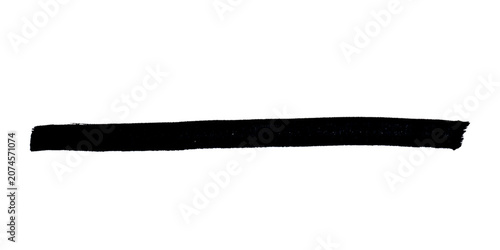 Horizontal Black Ink Brush Stroke with Textured Edges isolated on Transparent Background

