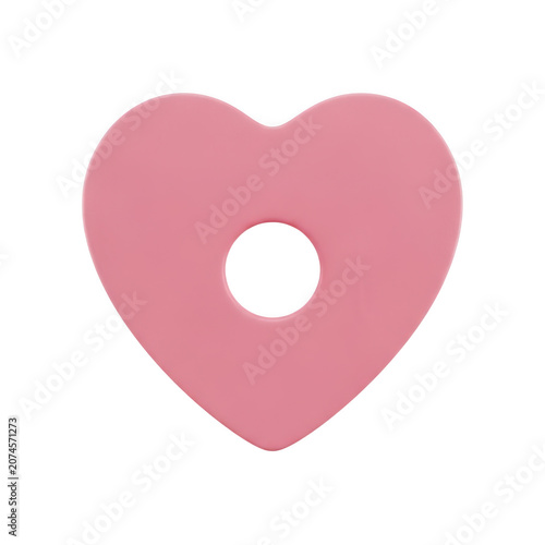 Pink heart shape with a circular cutout in the center isolated on transparent background