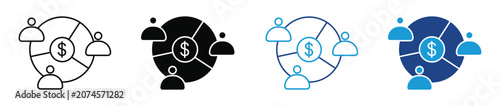 Shareholders Icon Set Vector Collection in Outline and Solid Style for Corporate Finance and Business Design