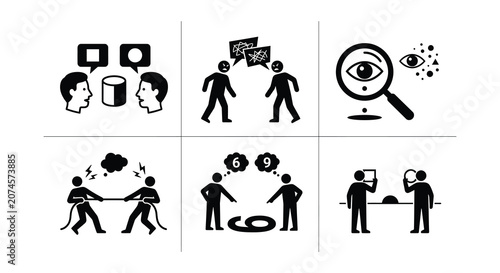 Photos Vector Illustration Of Conflicting Ideas And Stubbornness Black And White